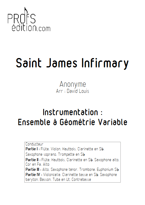 Saint James Infirmary - Ensemble à Géométrie Variable - ANONYME - page de garde