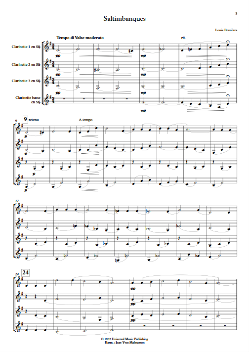 Saltimbanques - Ensemble de Clarinettes - BESSIERES L. - app.scorescoreTitle