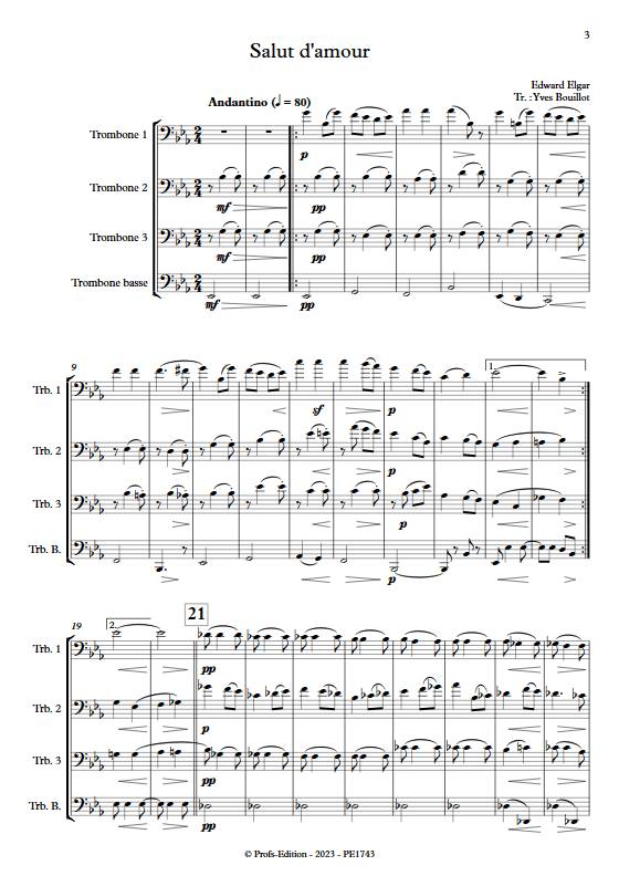 Salut d'Amour - Quatuor de Trombones - ELGAR E. - Partition