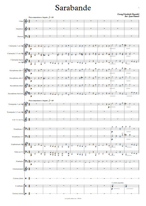 Sarabande - Orchestre d'Harmonie - HAENDEL G. F. - Partition