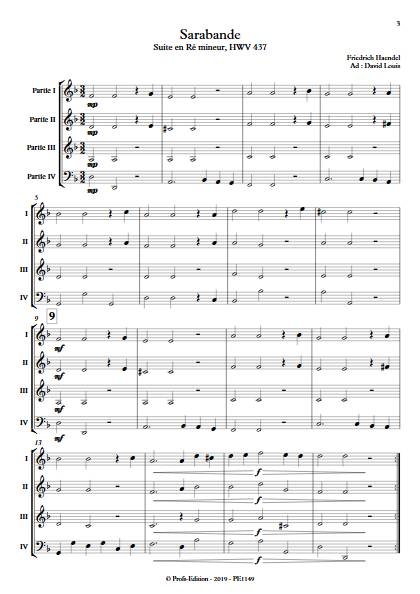 Sarabande - Ensemble Variable - HANDEL G. F. - Partition