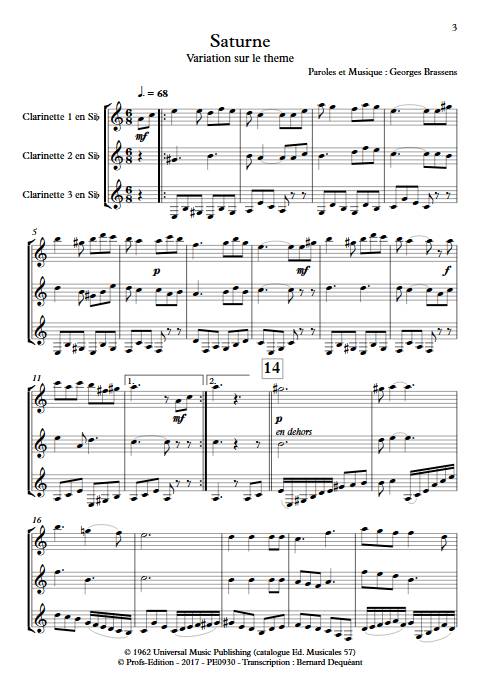 Saturne - Trio de Clarinettes - BRASSENS G. - app.scorescoreTitle