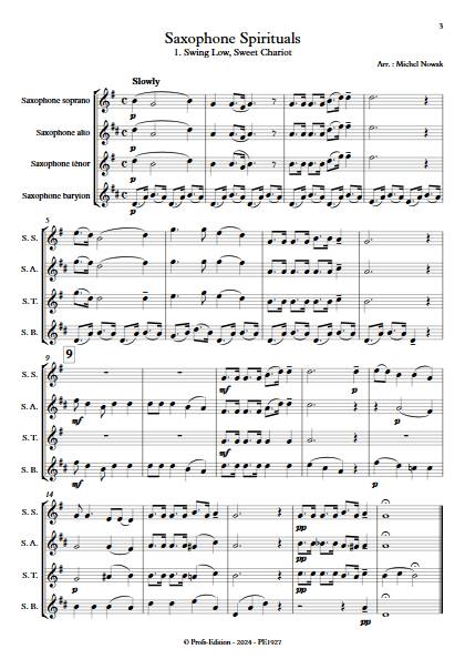 Saxophone Spirituals - Quatuor de Saxophones - TRADITIONNEL AMERICAIN - Partition