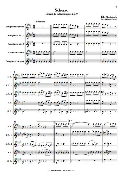 Scherzo - Ensemble de Saxophones - MENDELSSOHN F. - Partition
