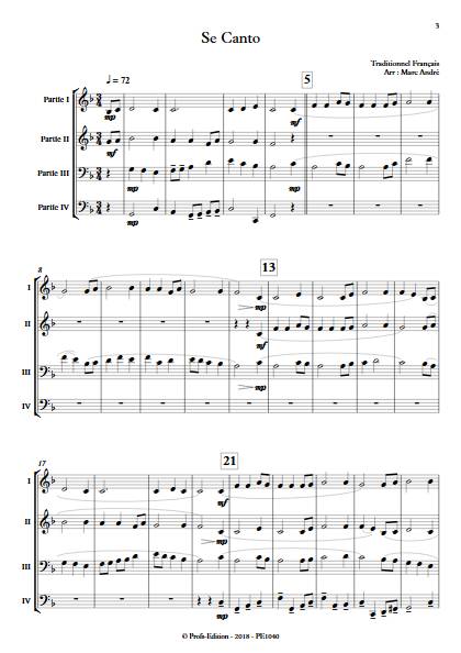 Se Canto - Ensemble Variable - TRADITIONNEL FRANCAIS - Partition