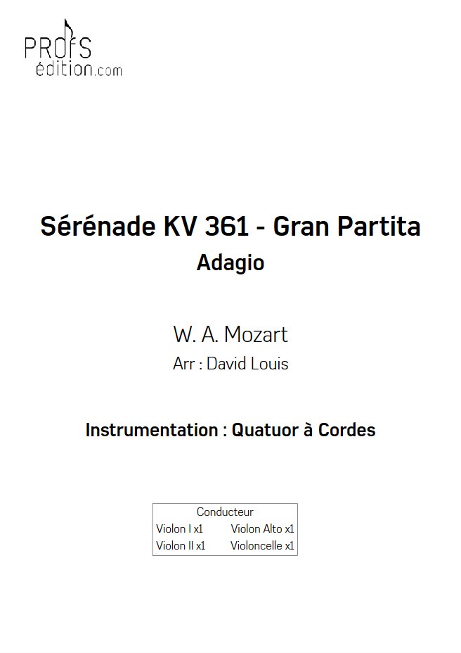 Sérénade KV 361 - Quatuor à Cordes - MOZART W. A. - page de garde