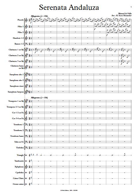 Serenata Andaluza- Orchestre d'harmonie - DE FALLA M. - Partition