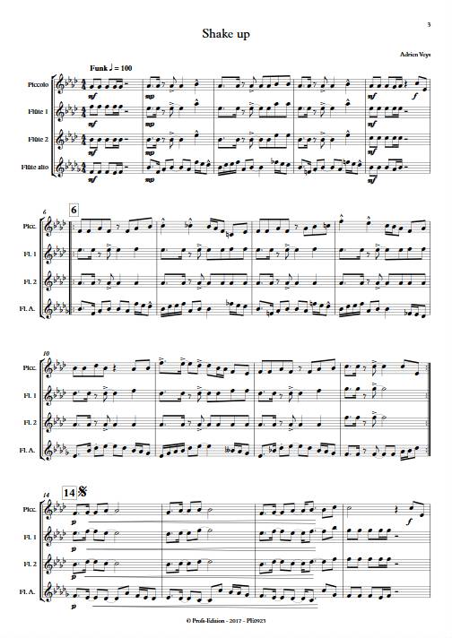 Shake Up - Quatuor de Flûtes - VEYS A. - Partition