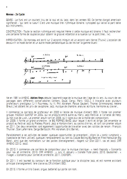 Shake Up - Quatuor de Saxophones - VEYS A. - Fiche Pédagogique