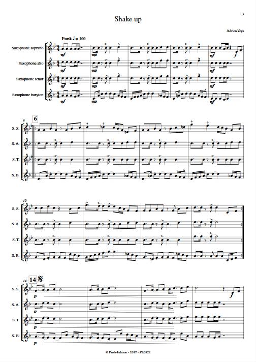 Shake Up - Quatuor de Saxophones - VEYS A. - Partition
