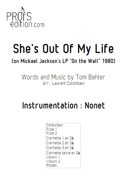 She's Out Of My Life - Nonet - BAHLER T. - page de garde