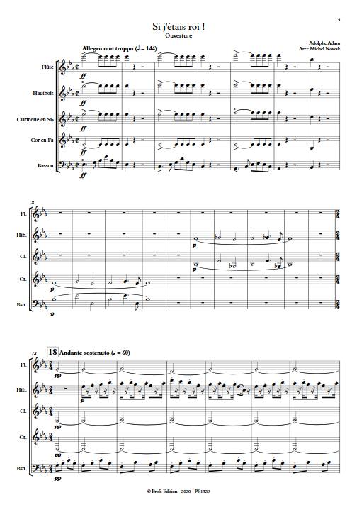 Si j'étais Roi - Quintette à vents - ADAM A. - Partition