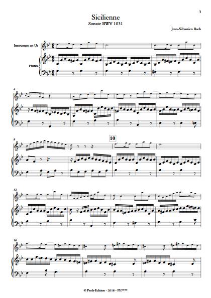 Sicilienne - Intrument & Piano - BACH J.S. - Partition