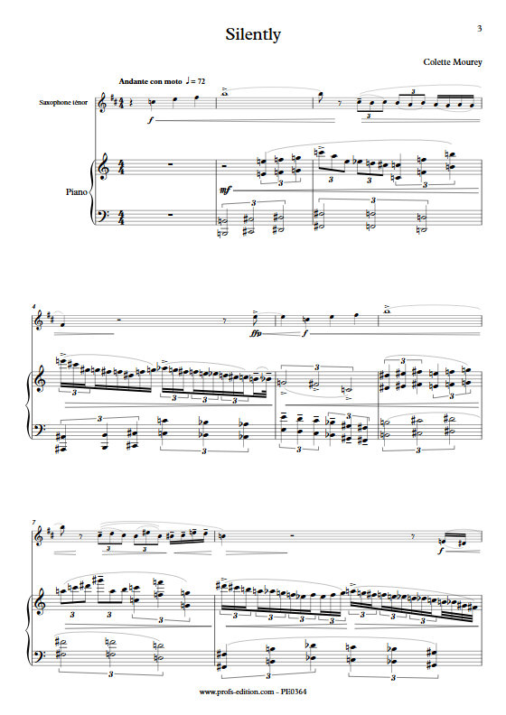 Silently - Duo Saxophone & Piano - MOUREY C. - app.scorescoreTitle