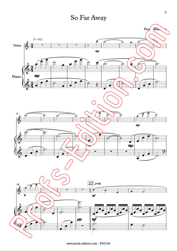 So Far Away - Duo Violon & Piano - MANCHOT P. - app.scorescoreTitle
