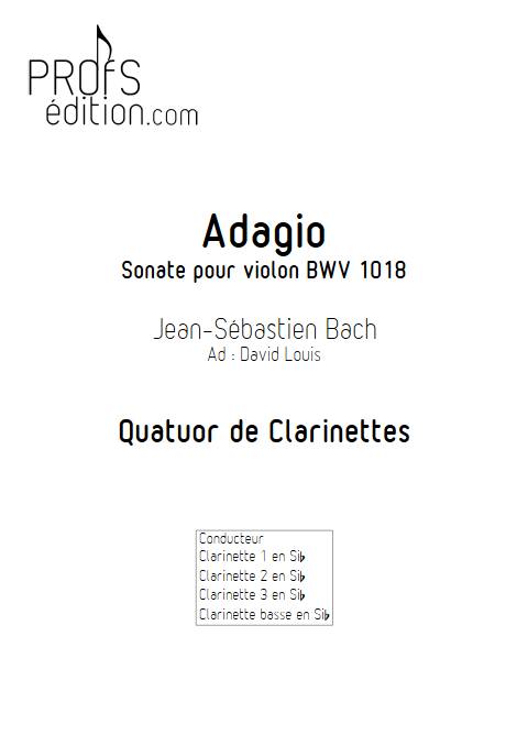 Adagio Sonate BWV 1018 - Quatuor de Clarinette - BACH J. S. - page de garde