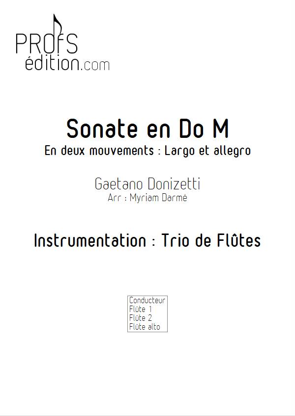 Sonate en Do Majeur - Trio de flûtes - DONIZETTI G. - page de garde