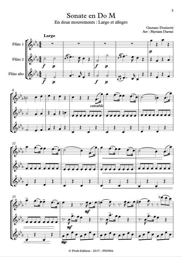 Sonate en Do Majeur - Trio de flûtes - DONIZETTI G. - Partition