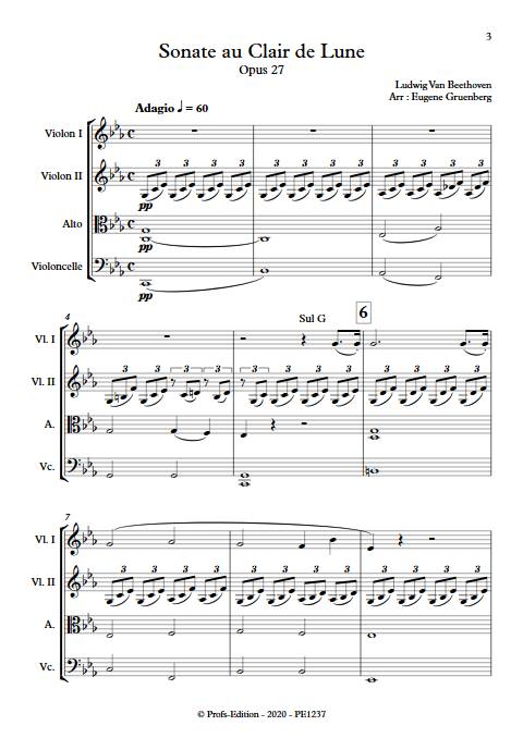 Sonate au Clair de Lune - Quatuor à Cordes - BEETHOVEN L. V. - Partition