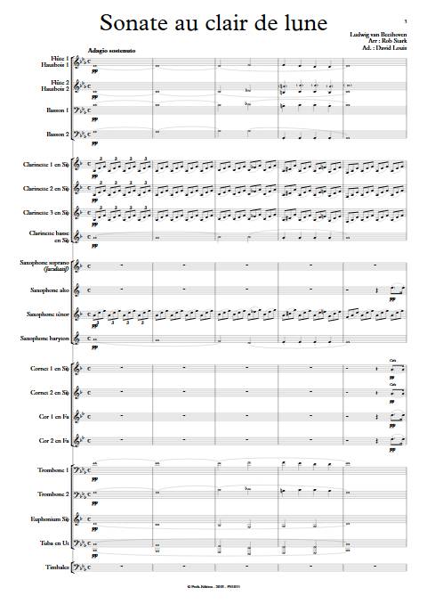 Sonate au clair de lune - Orchestre d'Harmonie - BEETHOVEN L. V. - Partition
