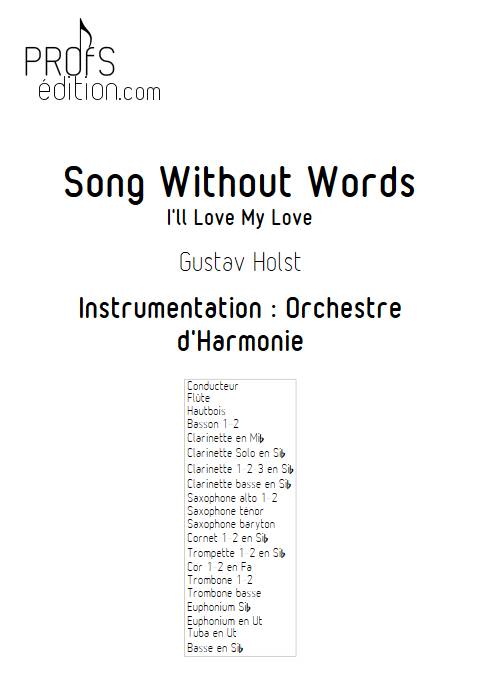 Song without words - Orchestre d'Harmonie - HOLST G. - page de garde
