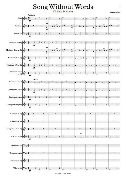 Song without words - Orchestre d'Harmonie - HOLST G. - Partition