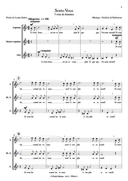 Sotto Voce - 3 voix mixtes - VALCLERIEUX F. - app.scorescoreTitle