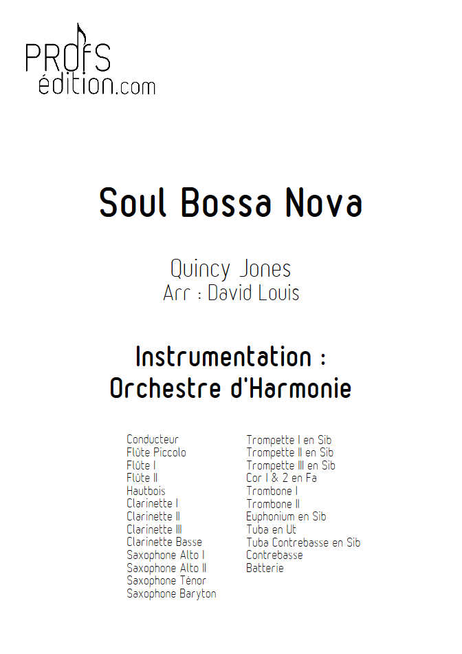 Soul Bossa Nova - Orchestre d'Harmonie - JONES Q. - page de garde