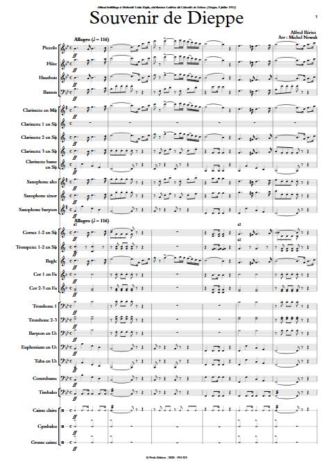 Souvenir de Dieppe - Orchestre d'Harmonie - BERIOT A. - Partition