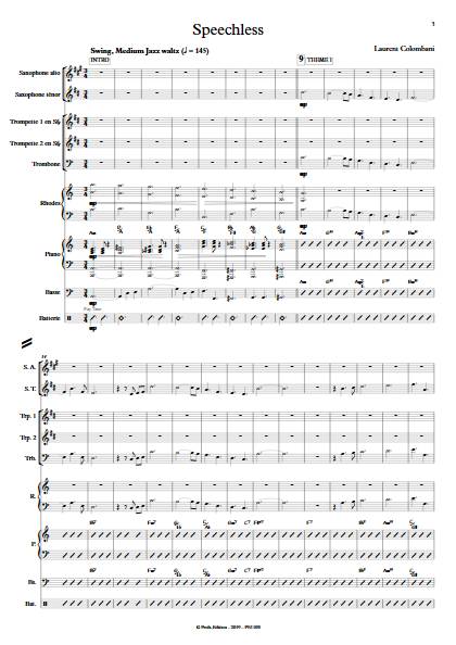 Speechless - Ensemble de Jazz - COLOMBANI L. - Partition