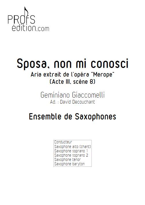 Sposa, non mi conosci - Ensemble de Saxophones - GIACCOMELLI G. - page de garde