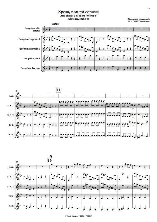 Sposa, non mi conosci - Ensemble de Saxophones - GIACCOMELLI G. - Partition