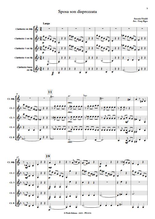 Sposa son disprezzata - Ensemble de Clarinettes - VIVALDI A. - Partition