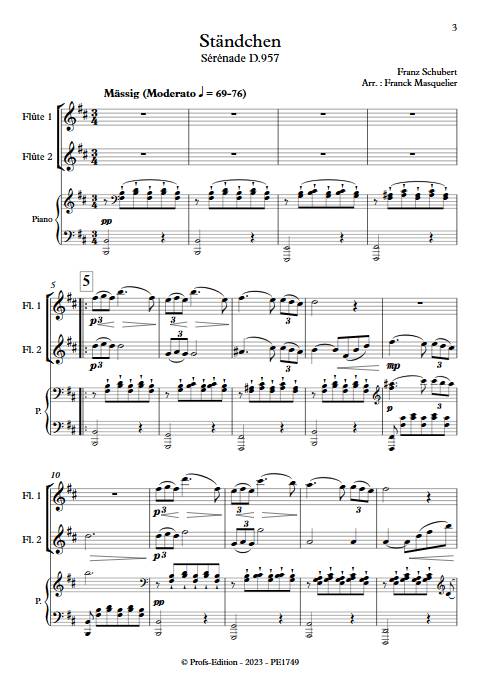 Stänchen D 957 - Duo Flûtes Piano - SCHUBERT F. - Partition