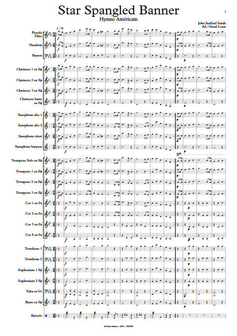 Star Spangled Banner - Orchestre d'Harmonie - SMITH J. S. - Partition