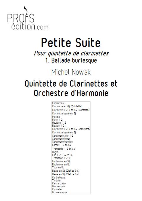 Petite Suite 1er Mouvement - Quinette de Clarintettes et Harmonie - NOWAK M. - page de garde