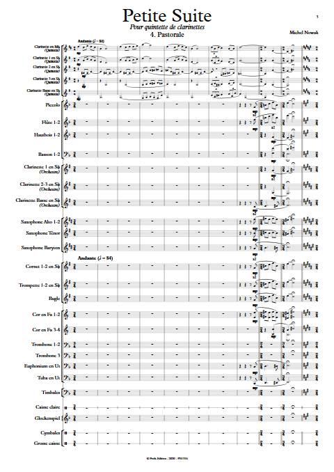 Suite pour Quintette de Clarinettes et Harmonie - 4e Mouvement - Quintette de Clarinettes & Harmonie - NOWAK M. - Partition