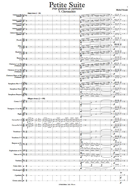 Suite pour Quintette de Clarinettes et Harmonie - 5e Mouvement - Quintette de Clarinettes & Harmonie - NOWAK M. - Partition