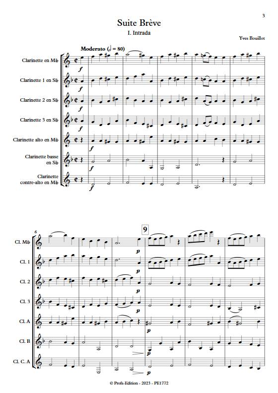 Suite brève - Ensemble de Clarinettes - BOUILLOT Y. - Partition