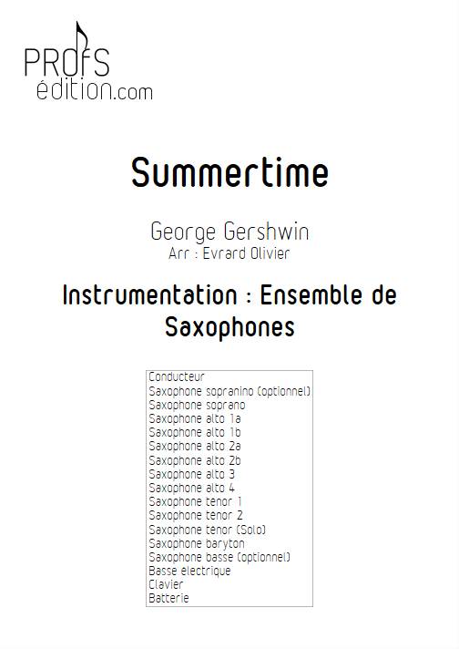 Summertime - Ensemble de Saxophones - GERSHWIN G. - page de garde