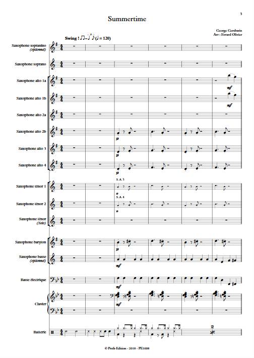 Summertime - Ensemble de Saxophones - GERSHWIN G. - app.scorescoreTitle