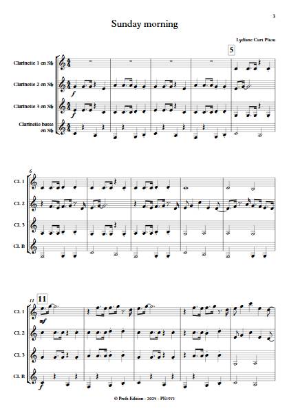 Sunday morning - Quatuor de Clarinettes - CURT PITOU  L. - Partition