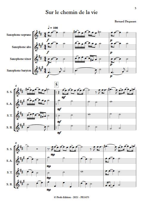 Sur le chemin de la vie - Quatuor de Saxophones - DEQUEANT B. - app.scorescoreTitle