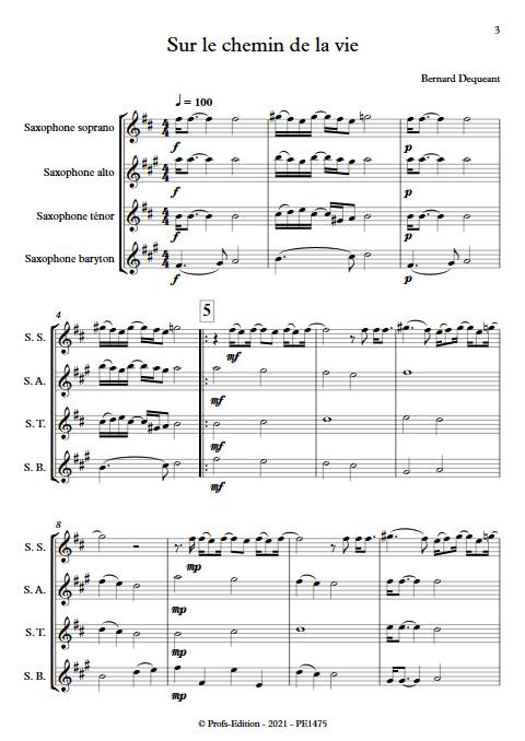 Sur le chemin de la vie - Quatuor de Saxophones - DEQUEANT B. - Partition