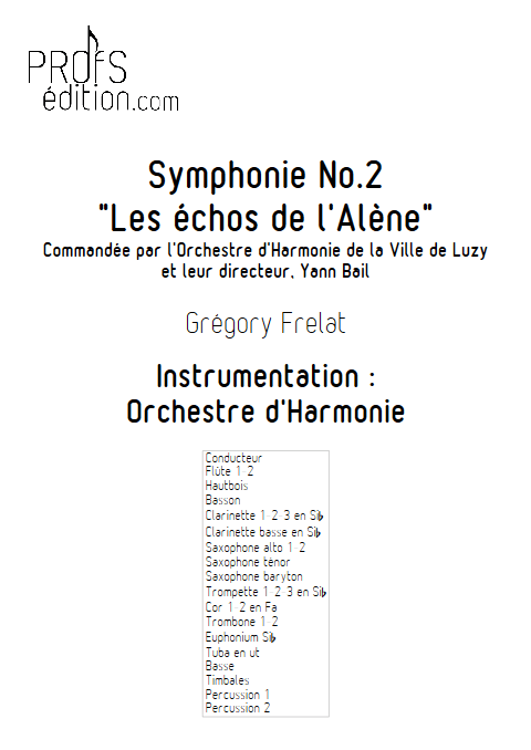 Symphonie n°2 (Les échos de l’Alène) - Orchestre d'Harmonie - FRELAT G. - page de garde