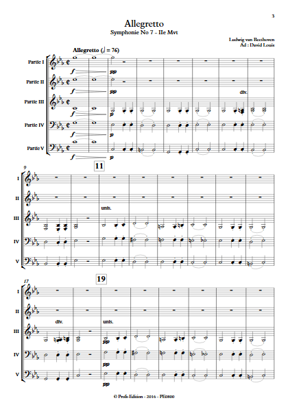 Allegretto (Symphonie n°7) -Ensemble à Géométrie Variable - BEETHOVEN L. V. - Partition