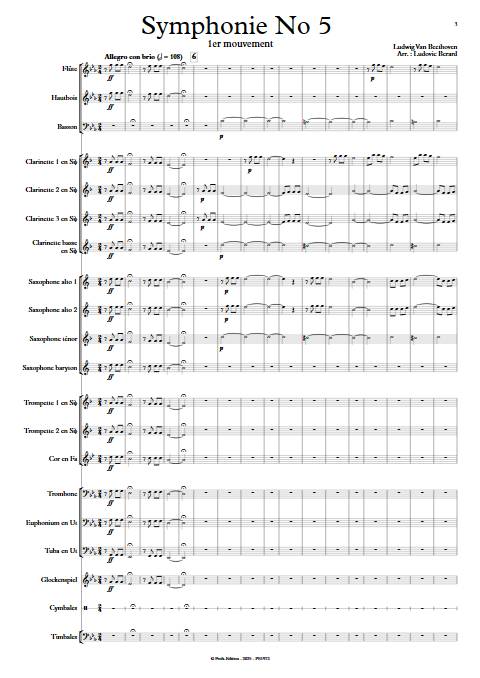 Symphonie 5 1er Mouvement - Orchestre d'harmonie - BEETHOVEN L. V. - Partition