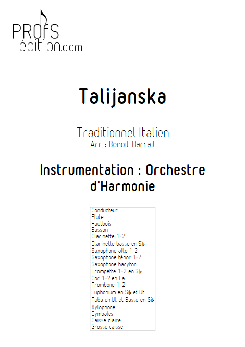 Talijanska - Orchestre d'Harmonie - TRADITIONEL ITALIEN - page de garde