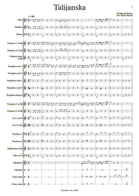 Talijanska - Orchestre d'Harmonie - TRADITIONEL ITALIEN - Partition