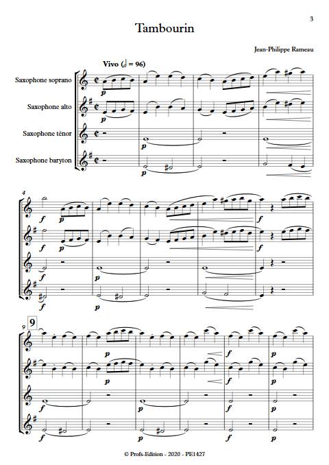 Tambourin - Quatuor de Saxophones - RAMEAU J. P. - Partition